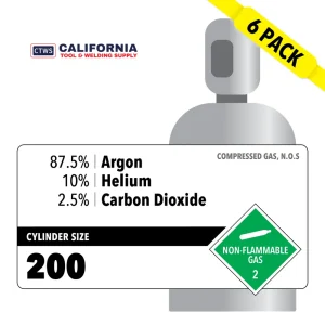 87.5% Argon, 10% Helium, 2.5% Carbon Dioxide Rental 6 Pack