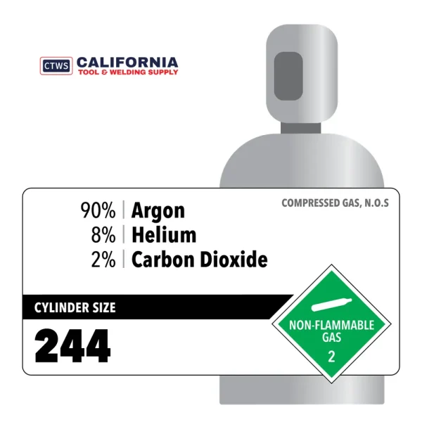 90% Argon, 8% Helium, 2% Carbon Dioxide, Industrial Varied Customer Owned