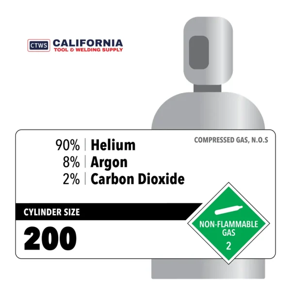90% Helium, 8% Argon, 2% Carbon Dioxide, 200 Rental