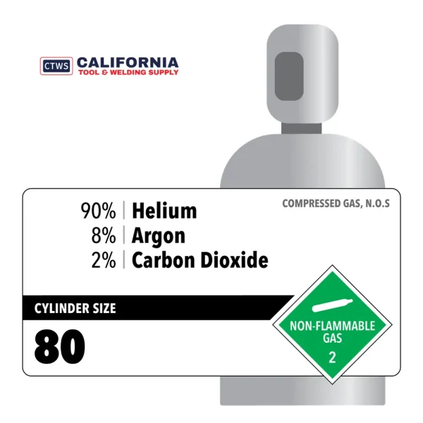 90% Helium, 8% Argon, 2% Carbon Dioxide, Industrial Customer Owned