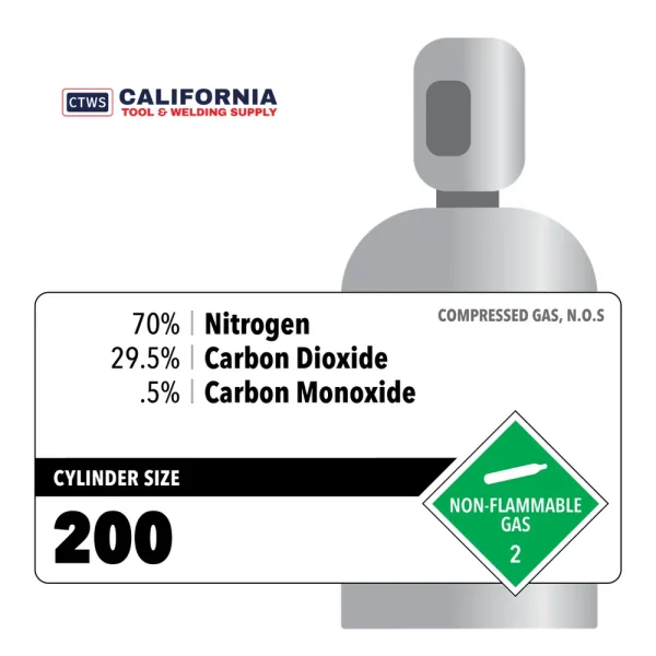 70% Nitrogen, 29.5% Carbon Dioxide, .5% Carbon Monoxide Food Grade Rental