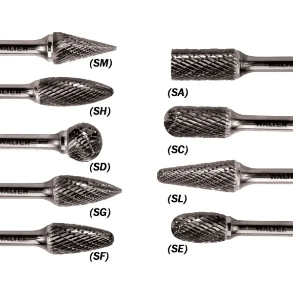 Walter 01V003 Tungsten Carbide Cylindrical Burr, 1/4″ Shank Dia., 3/8″ Dia. x 3/4″ Length, SA-3: Aluminum (1 Burr)