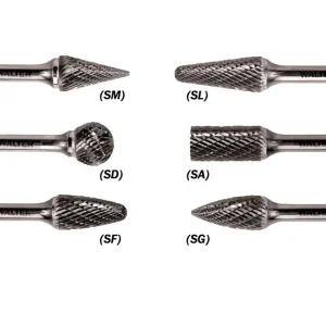 Walter 01V022 Tungsten Carbide Tree Burr, 1/8″ Shank Dia., 1/8″ Dia. x 1/2″ Length, SF-42 (1 Burr)