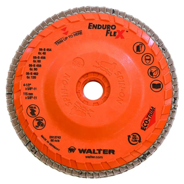 WALTER 06B458 ENDURO-FLEX™ Blending Disc/FLAP DISC 4-1/2″ GR80 SPIN-ON, 10/BOX