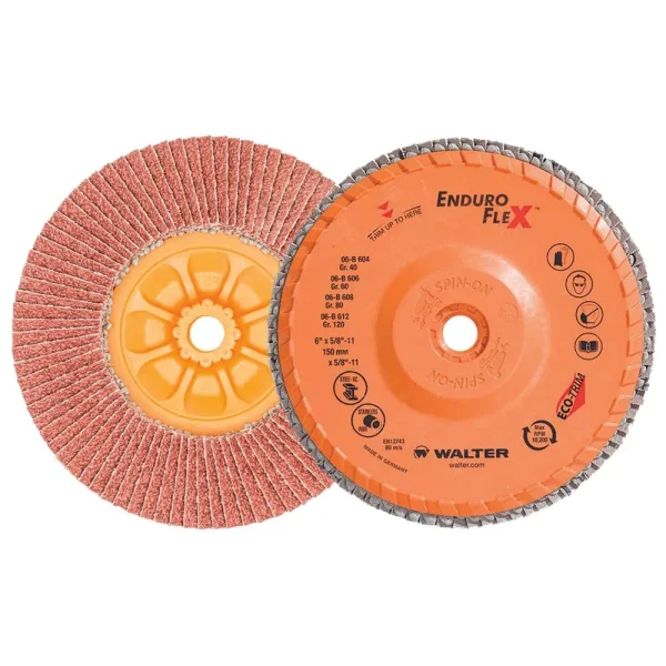 Walter 06B604 6″ 40 Grit Spin-On Enduro Flex Flap Disc