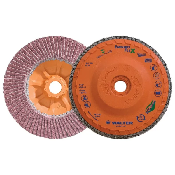 Walter 06F454 4.5″ 40 Grit Spin-On Enduro-Flex Stainless Flap Disc