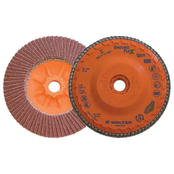 Walter 06F456 4.5″ 60 Grit Spin-On Enduro-Flex Stainless Flap Disc