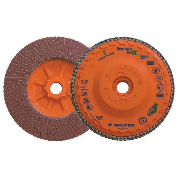 Walter 06F462 4.5″ 120 Grit Spin-On Enduro-Flex Stainless Flap Disc