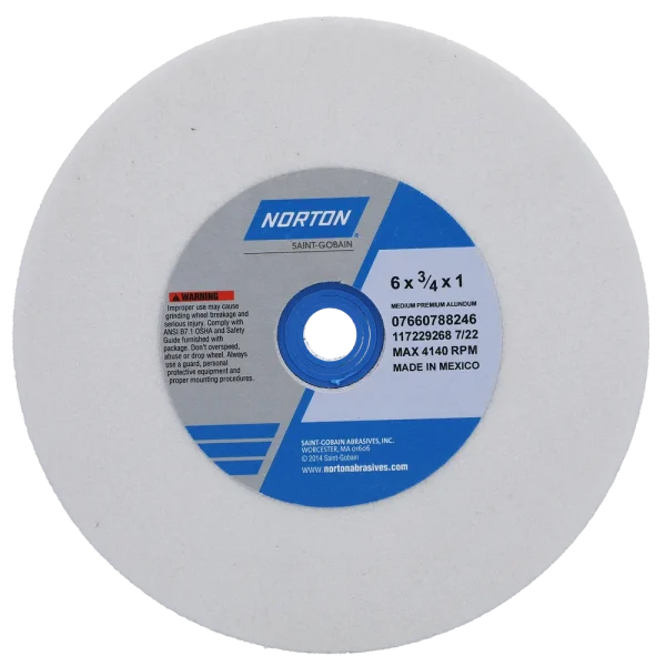 Norton 6 x 3/4 x 1 In. Premium Alundum Bench and Pedestal Wheel 60 J VBE T01 1 Count