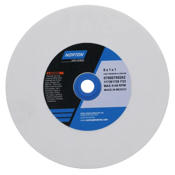 Norton 6 x 1 x 1 In. Premium Alundum Bench and Pedestal Wheel 100 J VBE T01 1 Count