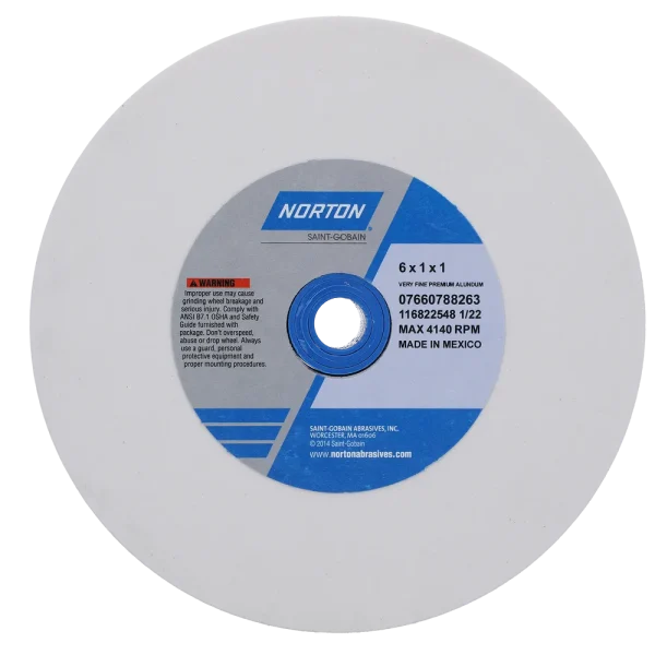 Norton 6 x 1 x 1 In. Premium Alundum Bench and Pedestal Wheel 150 J VBE T01 1 Count