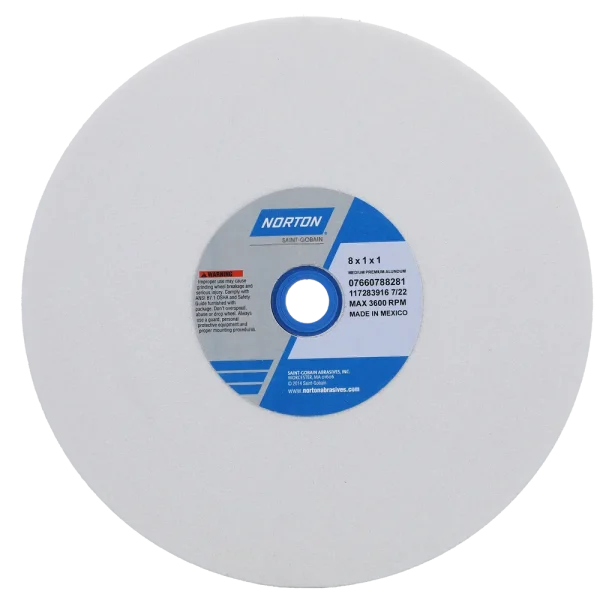 Norton 8 x 1 x 1 In. Premium Alundum Bench and Pedestal Wheel 60 J VBE T01 1 Count