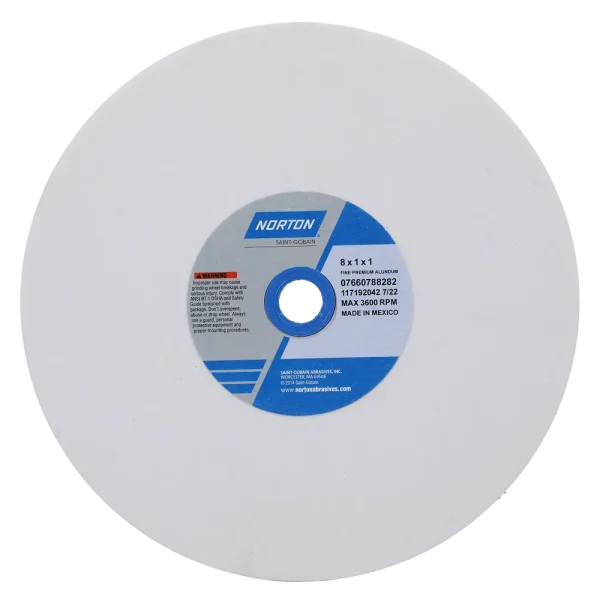 Norton 8 x 1 x 1 In. Premium Alundum Bench and Pedestal Wheel 100 J VBE T01 1 Count