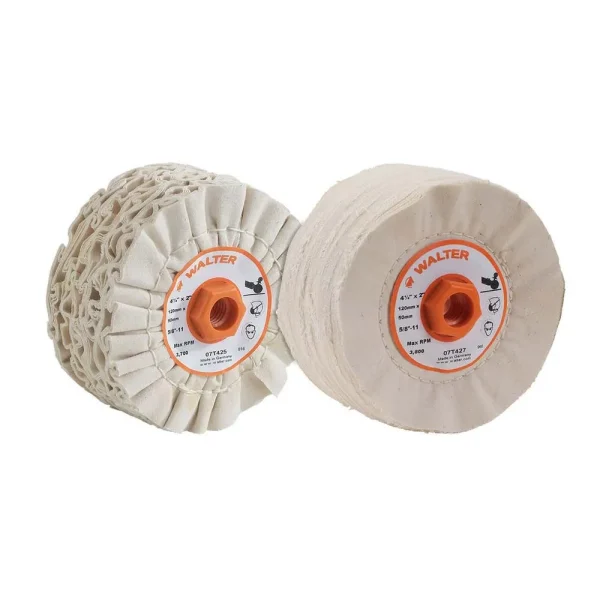 Walter 07T425 4-3/4″ x 2″ x 5/8″-11″ Cotton Line-Mate Buffing Drum