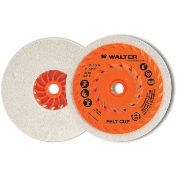 Walter 07T505 5″ x 1/2″ x 5/8″ Felt Cup Disc