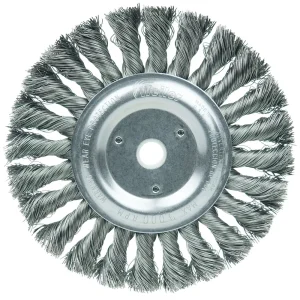 Weiler 08105 6″ Standard Twist Knot Wire Wheel, .023″ Steel Fill, 5/8″-1/2″ Arbor Hole, 10/BOX
