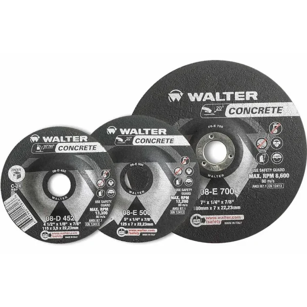 Walter 08E705 C-24 7″ x 1/4″ x 5/8″-11″ Spin-On Concrete High Performance Grinding and Cutting Wheel