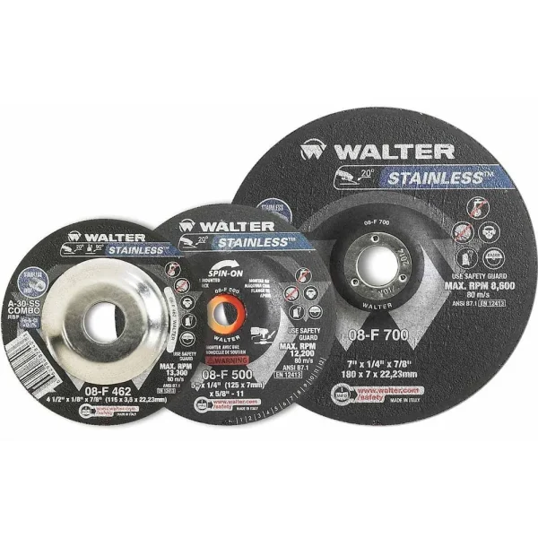 Walter 08F451 4.5″ x 1/4″ Type-28 Stainless Spin-On Grinding Wheel