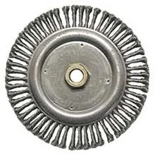 Weiler 09000 Roughneck 7″ Root Pass Weld Cleaning Brush, .020″ Steel Wire Fill, 5/8″-11 UNC Nut, 10/BOX