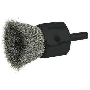 Weiler 10021 Crimped Wire End Brush 1″, .006″ Stainless Steel Fill, 10/BOX