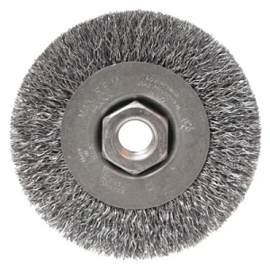 Anchor 102-BW-450 Light Duty Crimped Wheel Brush, 4 in dia x 1/2 in W, 0.014 Carbon Steel Wire, 14000 RPM