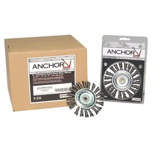Anchor 102-R4K58 Knot Wheel Brush, 4 in D x 5/8 in – 11, 0.014 in Carbon Steel Wire