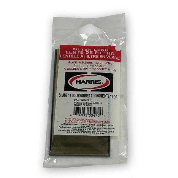 HARRIS® 1093110 GLASS WELDING HELMET LENS 2X4-1/4 GOLD SHADE 11