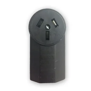 Eaton Crouse-Hinds 309-112 Range Power Receptacle, 50A, Black, Screw, Glass-filled nylon, Flush, 10-50R, Three-pole, Three-wire, Three-pole, three-wire, non-grounding, Range, Power, S80, 125/250 Vac, #12 – 4 AWG, Back and bottom, Receptacle