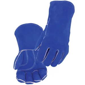 Black Stallion 113 Split Cowhide Stick Glove with Palm Guard, Blue, 6/PACK