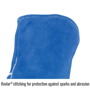 Black Stallion 113 Split Cowhide Stick Glove with Palm Guard, Blue, 6/PACK