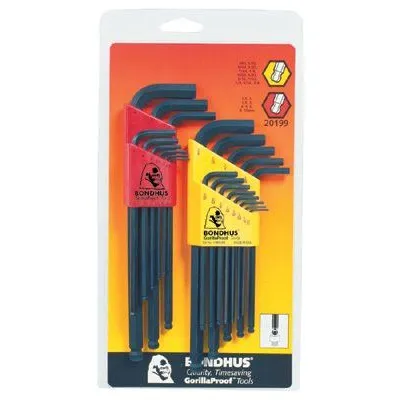 Bondhus 20199 Balldriver L-Wrench Combination Set Inch/Metric 22 Piece (1 Set)