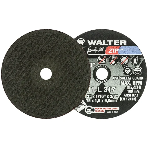 WALTER 11L317 ZIP™ CUT-OFF WHEEL 3″ X 1/16″ X 3/8″, 25/BOX