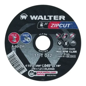 WALTER 11T042 ZIP WHEEL™ CUT-OFF WHEEL 4-1/2″ X 3/64″ X 7/8″ T1, 25/BOX