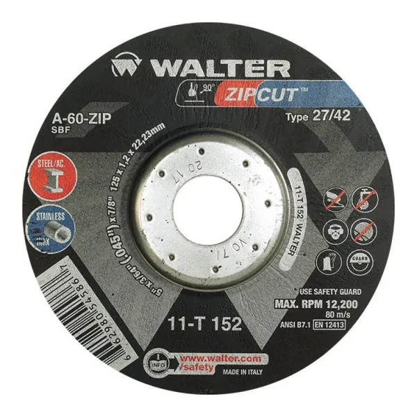 Walter 11T152 5″ x 3/64″ x 7/8″ Type-27 Zipcut Cut-Off Wheel
