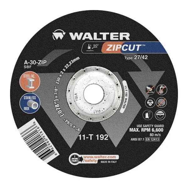 Walter 11T192 9″ x 5/64″ x 7/8″ Type-27 Zipcut Cut-Off Wheel