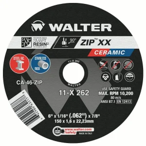 WALTER 11X262 6″ X 1/16″ X 7/8” T1 46G ZIP XX CUTOFF WHEEL, 25/BOX