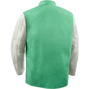 Steiner Weldlite Plus™ Hybrid 9 oz FR Cotton With Leather Sleeves Jacket 1230 – 30″ Green/Gray