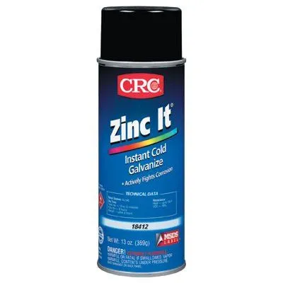 CRC 18412 Zinc-It Instant Cold Galvanize, 16 oz Aerosol Can (12 Cans)