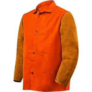 Steiner Weldlite Plus™ Hybrid 9 oz FR Cotton With Leather Sleeves Jacket 1250 – 30″ (Orange/Rust)