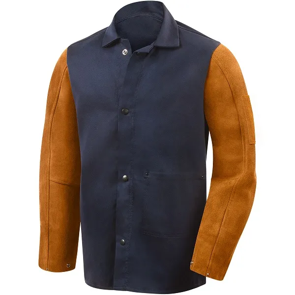 Steiner Weldlite Plus™ Hybrid 9 oz FR Cotton With Leather Sleeves Jacket 1260 – 30″ (Blue/Rust)