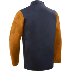 Steiner Weldlite Plus™ Hybrid 9 oz FR Cotton With Leather Sleeves Jacket 1260 – 30″ (Blue/Rust)