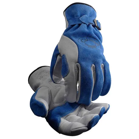 Cow Grain W/ Split Back Work Gloves, Kontour™, Reinforced Palm, Leather Strap & Elastic