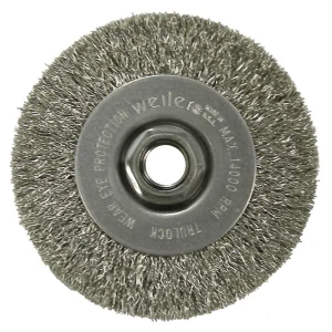 Weiler 13081 4″ Narrow Face Crimped Wire Wheel, .014″ Steel Fill, 5/8″-11 UNC Nut, 5/BOX