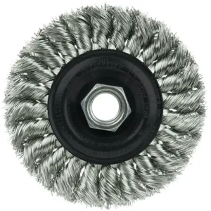 Weiler Standard Twist Knot Wire Wheel 4″, .014″ Stainless Steel Fill, 5/8″-11 UNC Nut 13113