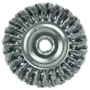 Weiler 13120 Standard Twist Knot Wire Wheel 4″, .020″ Steel Fill, 5/8″-11 UNC Nut, 5/BOX