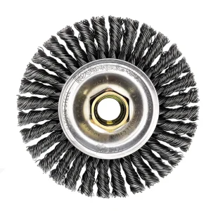 Weiler 13131 ROUGHNECK MAX 4″ Stringer Bead Wire Wheel, .020″ Steel Fill, 5/8″-11 UNC Nut, 5/BOX