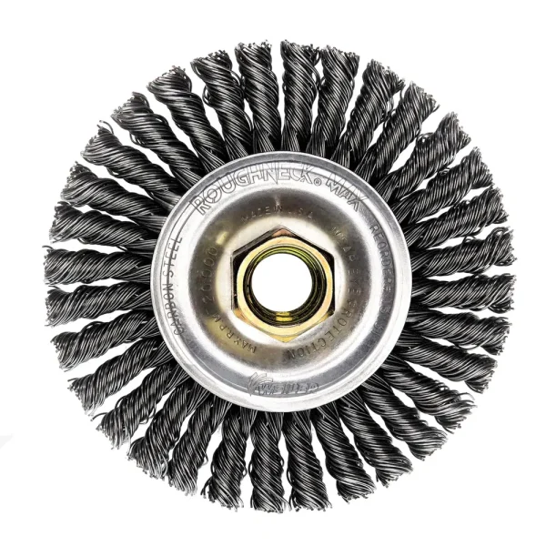 Weiler 13131 ROUGHNECK MAX 4″ Stringer Bead Wire Wheel, .020″ Steel Fill, 5/8″-11 UNC Nut, 5/BOX