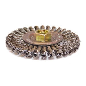 Weiler 13131 ROUGHNECK MAX 4″ Stringer Bead Wire Wheel, .020″ Steel Fill, 5/8″-11 UNC Nut, 5/BOX