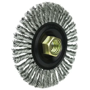 Weiler 13138 ROUGHNECK MAX 4″ Stringer Bead Wire Wheel, .020″ Stainless Steel Fill, 5/8″-11 UNC Nut, 5/PACK