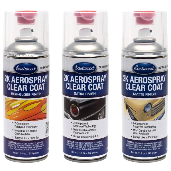 Eastwood’s 2K AeroSpray High-Gloss Satin and Matte Clear